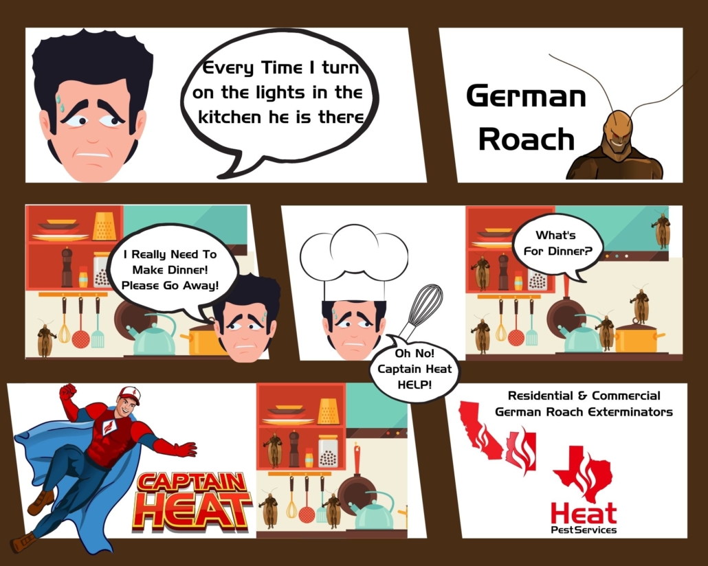 Captain Heat Comic Heat Pest Services Residential & Commercial German Roach Exterminators